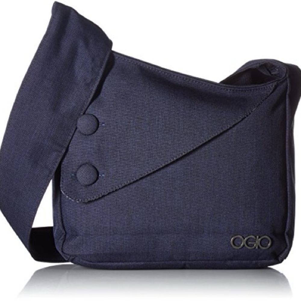 Ogio Brooklyn Women's Tablet Purse Navy Blue Canvas Crossbody Button Zipper